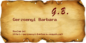 Gerzsenyi Barbara névjegykártya